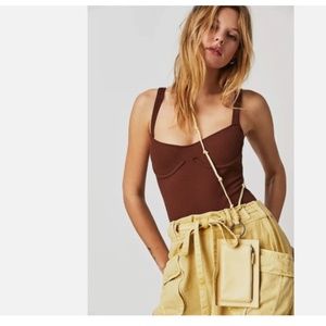 FP Collection Almost Sundown Town Crossbody Bag Purse Leather Wallet Camel Bone